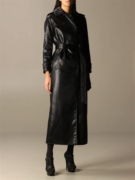 Giacca trench in pelle (Nero) 